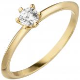Damen Ring 585 Gelbgold mit Brillant 0,15 ct. Solitär | Gelbgoldschmuck