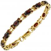 Armband 375 Gelbgold mit 55 Granat-Edelsteinen rot 18 cm | Edelsteine