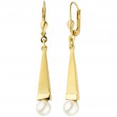 Boutons 375 Gelbgold/teilmatt mit 2 Akoya-Zuchtperlen | Perlen