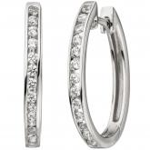 Creolen oval 375 Weißgold 26 Zirkonia weiß | Weißgoldschmuck