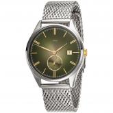 JOBO Quarz analog Herren Armbanduhr Edelstahl grünes Zifferblatt | Uhren