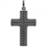 Anhänger "Kreuz" Edelstahl/teilgeschwärzt mit Dekor | Edelstahlschmuck