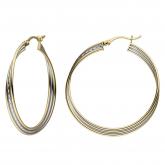 Creolen 925 Silber/teilvergoldet mehrbahnig strukturiert | Silberschmuck