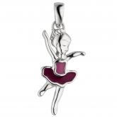 Kinder Anhänger "Ballerina" 925 Silber mit Emaille lila/pink | Silberschmuck