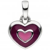 Kinder Herz-Anhänger 925 Sterling Silber mit Emaille rosa/pink | Silberschmuck