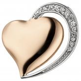 Anhänger "Herz" 925 Sterling Silber/teilrotvergoldet mit 13 Zirkonia weiß | Silberschmuck