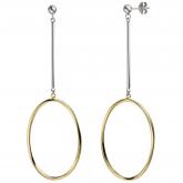 Ohrstecker "Ellipse" 925 Silber/teilvergoldet mit Stab | Vergoldet
