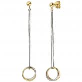 Ohrstecker 925 Silber/teilvergoldet bicolor Ring-Anhänger | Silberschmuck