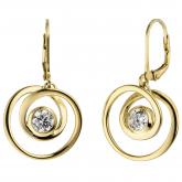Boutons 925 Sterling Silber/vergoldet mit 2 Zirkonia weiß rund abstrakt | Vergoldet