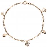 Armband 925 Sterling Silber/rotvergoldet mit 3 Zirkonia weiß 19 cm