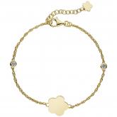 Armband "Blume" 925 Sterling Silber/vergoldet mit 2 Zirkonia weiß 22 cm | Silberschmuck