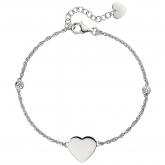Armband "Herz" 925 Sterling Silber mit 2 Zirkonia weiß 22 cm | Silberschmuck