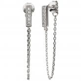 Ohrstecker 925 Silber mit Kettchen und 10 Zirkonia weiß | Silberschmuck