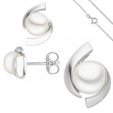 Schmuck-Set 333 Weißgold mit Süßwasser-Zuchtperlen und Kette ca. 45 cm | Weißgoldschmuck