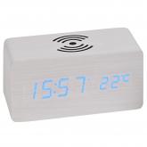 Atlanta digital Tischwecker WIRELESS CHARGING Holz weiß | Atlanta