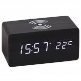 Atlanta digital Tischwecker WIRELESS CHARGING Holz schwarz | Atlanta