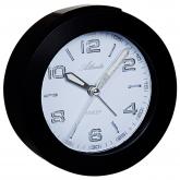 Atlanta Quarz analog Wecker rund schwarz leise mit Licht und Snooze