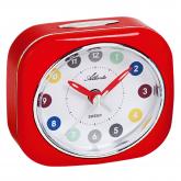 Atlanta Quarz analog Kinder Wecker rechteckig rot leise mit Licht | Atlanta