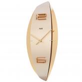 AMS Quarz analog Wanduhr Holz mit Auflage messingfarben modern AMS Quarz analog Wanduhr Holz mit Auflage messingfarben modern
