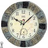 AMS Funk analog Wanduhr Stein-Optik mit Kolibri AMS Funk analog Wanduhr Stein-Optik mit Kolibri