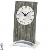 AMS Funk analog Tischuhr mit Holzstruktur in geschwungenem Design AMS Funk analog Tischuhr mit Holzstruktur in geschwungenem Design