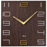 Atlanta Quarz analog Wanduhr quadratisch Holz nussbaumfarben | Atlanta