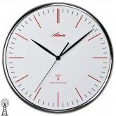 Atlanta Funk analog Wanduhr silberfarben mit Strichskala schwarz/rot Atlanta Funk analog Wanduhr silberfarben mit Strichskala schwarz/rot