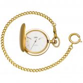 JOBO Taschenuhr mit Kette und Handaufzug vergoldet mit Sprung-Deckel | Uhren