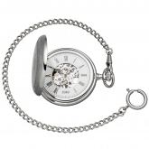 JOBO Taschenuhr mit Skelettwerk Handaufzug verchromt 2 Sprung-Deckel | Uhren