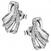Ohrstecker "Möbius Band" 925 Sterling Silber mit 46 Zirkonia weiß