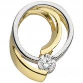 Anhänger 333 Gelbgold mit Zirkonia weiß abstrakt rund | Edelsteine