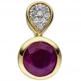 Anhänger 333 Gelbgold mit Rubin und 9 Zirkonia weiß | Edelsteine