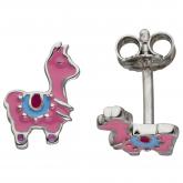 Kinder Ohrstecker "Lama" pink 925 Sterling Silber | Silberschmuck