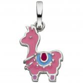 Kinder Anhänger "Lama" 925 Sterling Silber mit Lack rosa | Silberschmuck