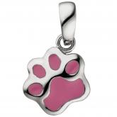 Kinder Anhänger "Pfote" 925 Sterling Silber pink lackiert | Silberschmuck