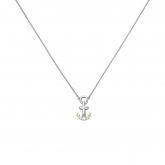 Collier "Anker" 925 Silber/teilvergoldet mit 5 Zirkonia weiß 45 cm | Silberschmuck