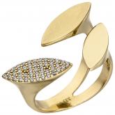 Damen Ring 333 Gelbgold mit 40 Zirkonia weiß futuristisch | Gelbgoldschmuck