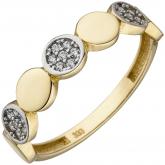 Damen Ring 333 Gelbgold mit 21 Zirkonia weiß Plättchen rund | Gelbgoldschmuck