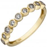 Damen Ring 333 Gelbgold mit 9 Zirkonia weiß klassisch | Gelbgoldschmuck