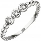 Damen Ring "Kugeln" 333 Weißgold mit 3 Zirkonia weiß | Weißgoldschmuck