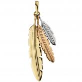 Anhänger mit 3 Federn 333 Gold tricolor | Weißgoldschmuck