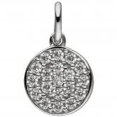 Anhänger rund 925 Silber mit 19 Zirkonia weiß | Edelsteine