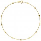 Fußkettchen/Rundankerkette 333 Gelbgold mit Kügelchen ca. 25 cm | Gelbgoldschmuck