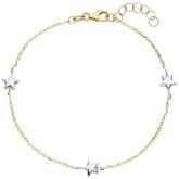 Anker-Armband "Sterne" 375 Gelb-/Weißgold diamantiert 18 cm | Weißgoldschmuck