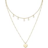 Anker-Collier-Doppel 925 Silber/vergoldet mit "Herz" und 5 Zirkonia weiß Anker-Collier-Doppel 925 Silber/vergoldet mit "Herz" und 5 Zirkonia weiß