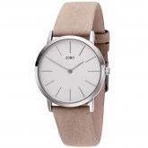JOBO Quarz analog Damen Armbanduhr aus Edelstahl und Lederband taupefarben JOBO Quarz analog Damen Armbanduhr aus Edelstahl und Lederband taupefarben