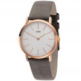 JOBO Quarz analog Damen Armbanduhr Edelstahl/rotvergoldet Lederband braun JOBO Quarz analog Damen Armbanduhr Edelstahl/rotvergoldet Lederband braun