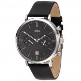 JOBO Quarz analog Herren Armbanduhr Lederband schwarz 2. Zeitzone | Uhren