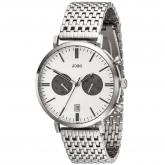 JOBO Quarz analog Herren Armbanduhr Edelstahl mattiert mit 2. Zeitzone | Uhren