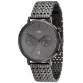 JOBO Quarz analog Herren Armbanduhr Edelstahl anthrazit 2. Zeitzone | Uhren